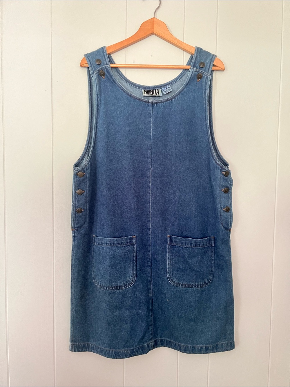 Vintage 90’s Denim Pinafore Grunge Cottagecore Pockets Jumper Dress Blue Size 14 - Picture 10 of 13